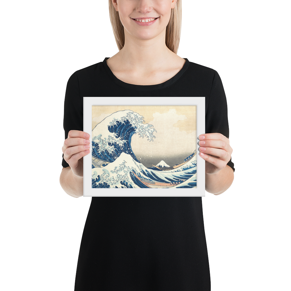 Hokusai "Great Wave Off Kanagawa" Small Framed Print - 8″×10″ White Frame
